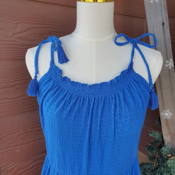 LOFT Beach Vibrant Royal Blue Tiered Ruffle Midi Dress Women's Size Small NWOT - Picture 5 of 12